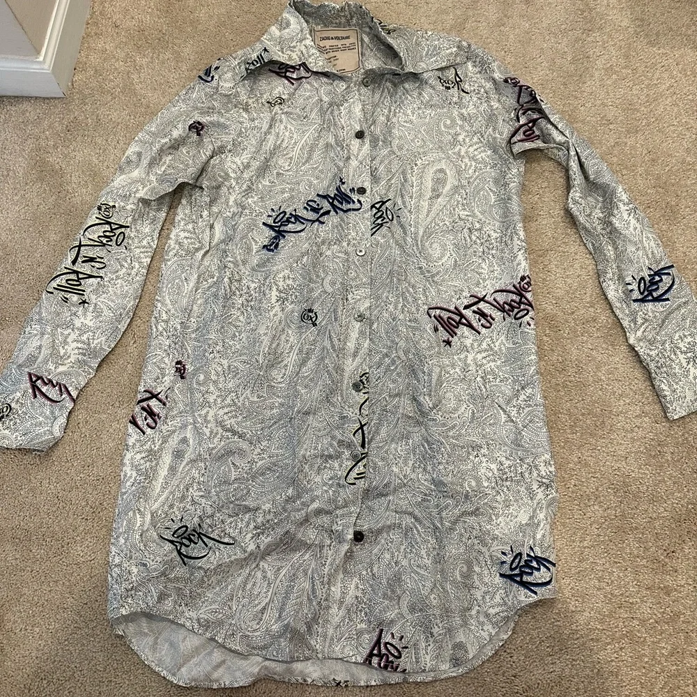 Zadig & Voltaire Rais Paisley Jormi Dress Tunic Shirt Top Small - Picture 7 of 9